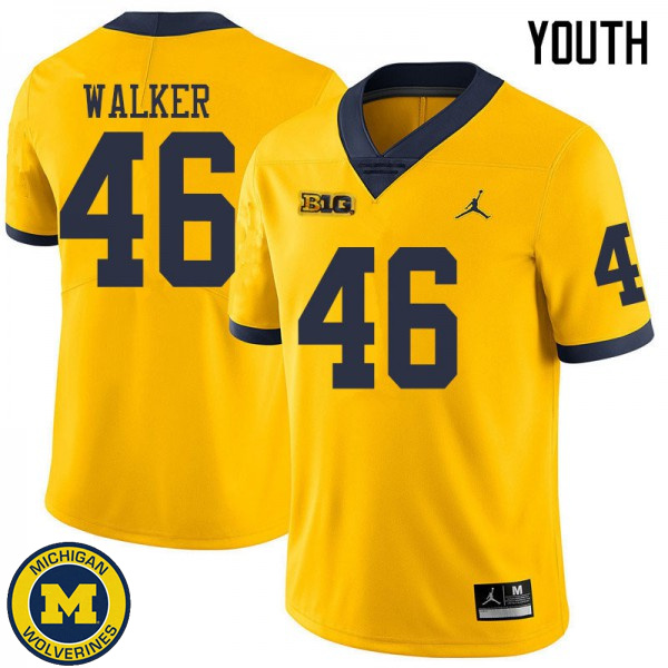 Youth Michigan Wolverines #46 Kareem Walker Yellow Jordan Brand University Jersey